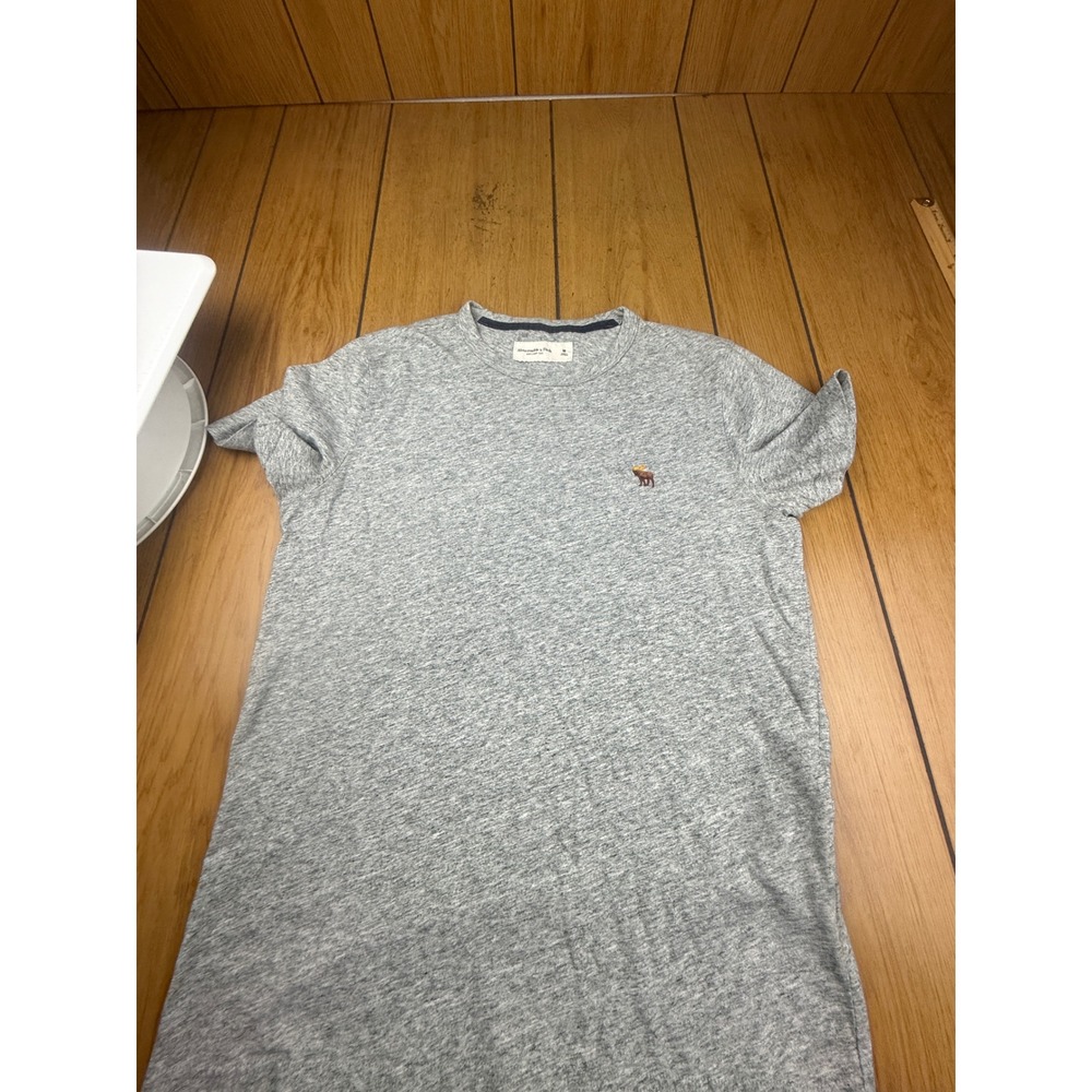 Abercrombie & Fitch Mens Grey Heather Soft A&F Tee Moose Logo T-Shirt Size M